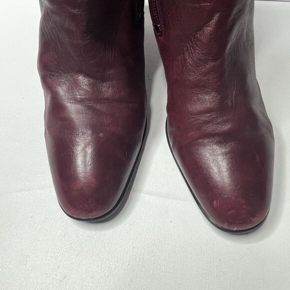 Elastomere Burgundy Red Leather Heeled Boots Womens Size 7 West Germany - Picture 3 of 11